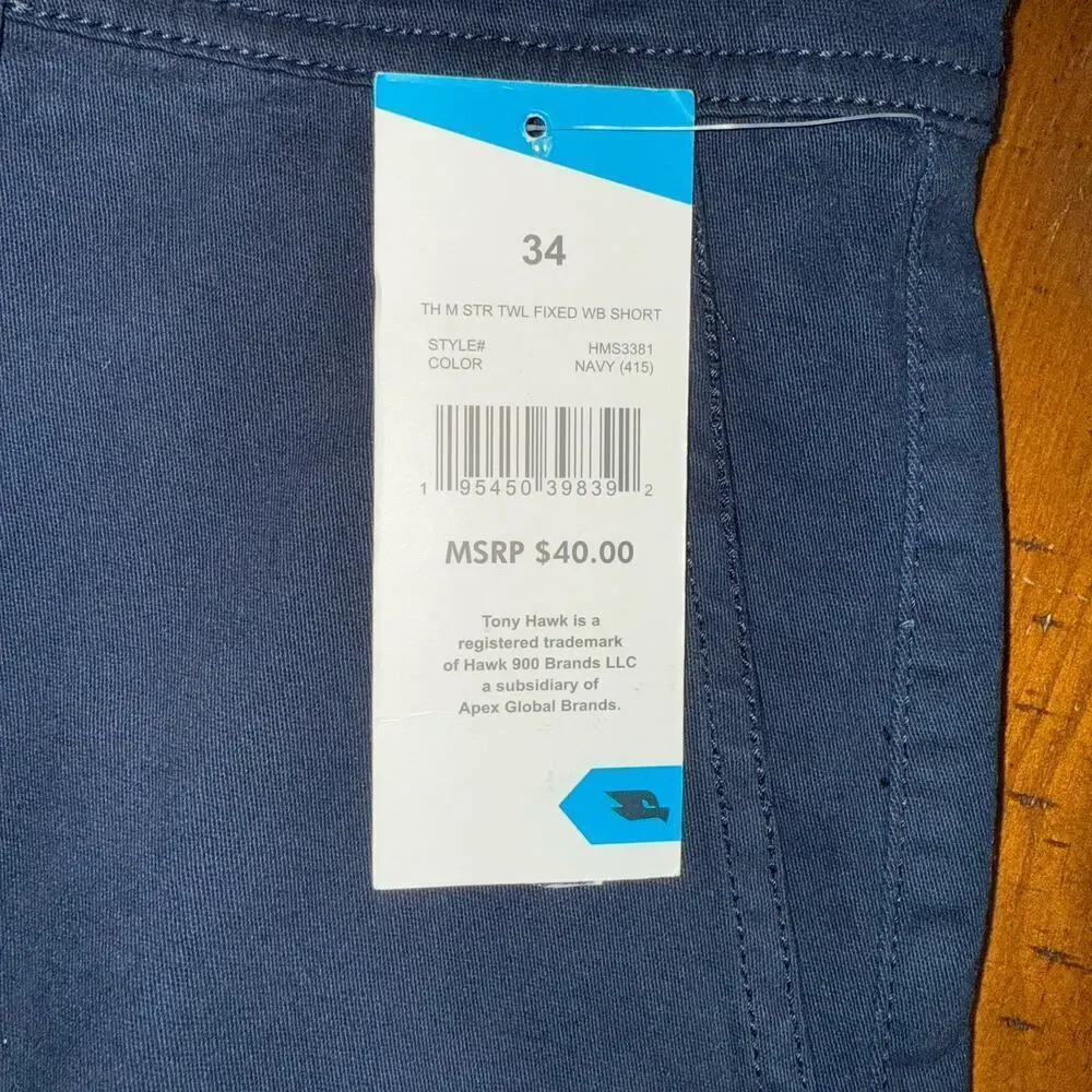 Tony Hawk Men's Navy Twill Street Shorts Pockets Skater Size 34 8
